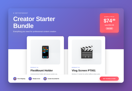 Creator Starter Bundle — Vlog Screen + FlexMount Holder | SAVE $19.99 Rich-Text-Editor